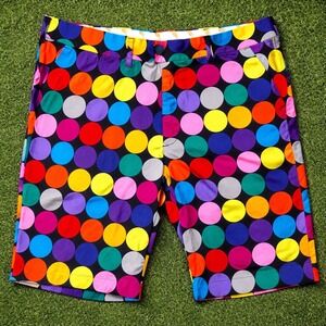 Loudmouth Golf Shorts Mens 40 Multicolor Polka Dot Bold Print Summer Casual